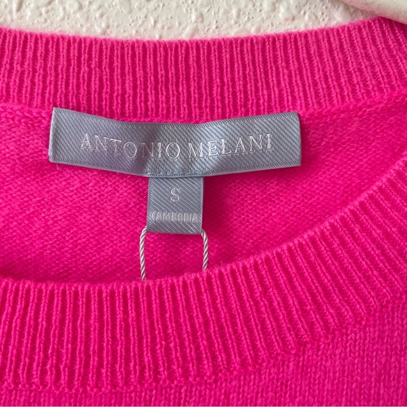 Antonio Melani Cameron Crewneck Sweater Bright Pink Size Small Cashmere Luxury - Picture 3 of 6